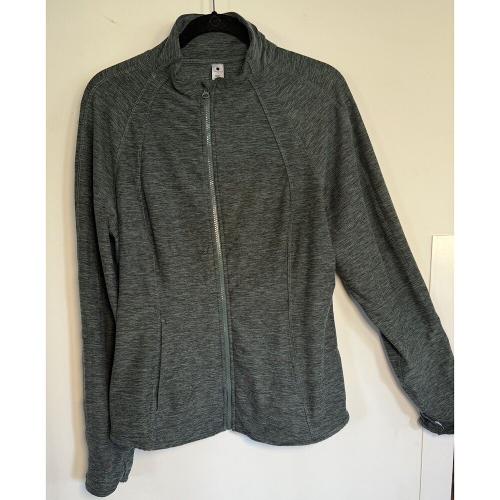Yogalicious Athletic Jacket Women's XXL Green Full Zip Long Sleeve Mock Neck
